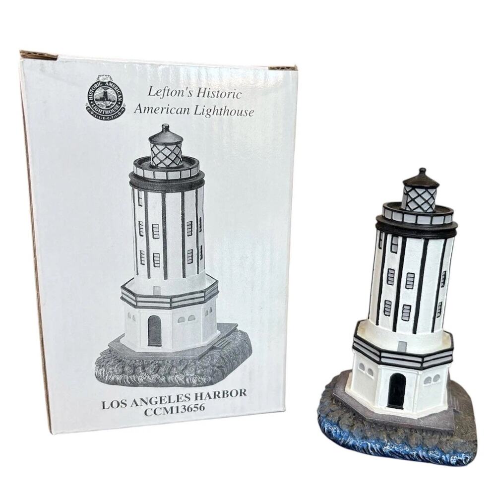 Lefton Historic American Lighthouse Los Angeles Harbor 1913 CCM13656 w/ Box